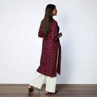 Tyrian Purple Pochampally Ikat Weave Cotton Long Kurta