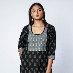 Pochampally Ikat Weave Cotton Long Straight Kurta for Women