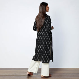 Pochampally Ikat Weave Cotton Long Straight Kurta for Women
