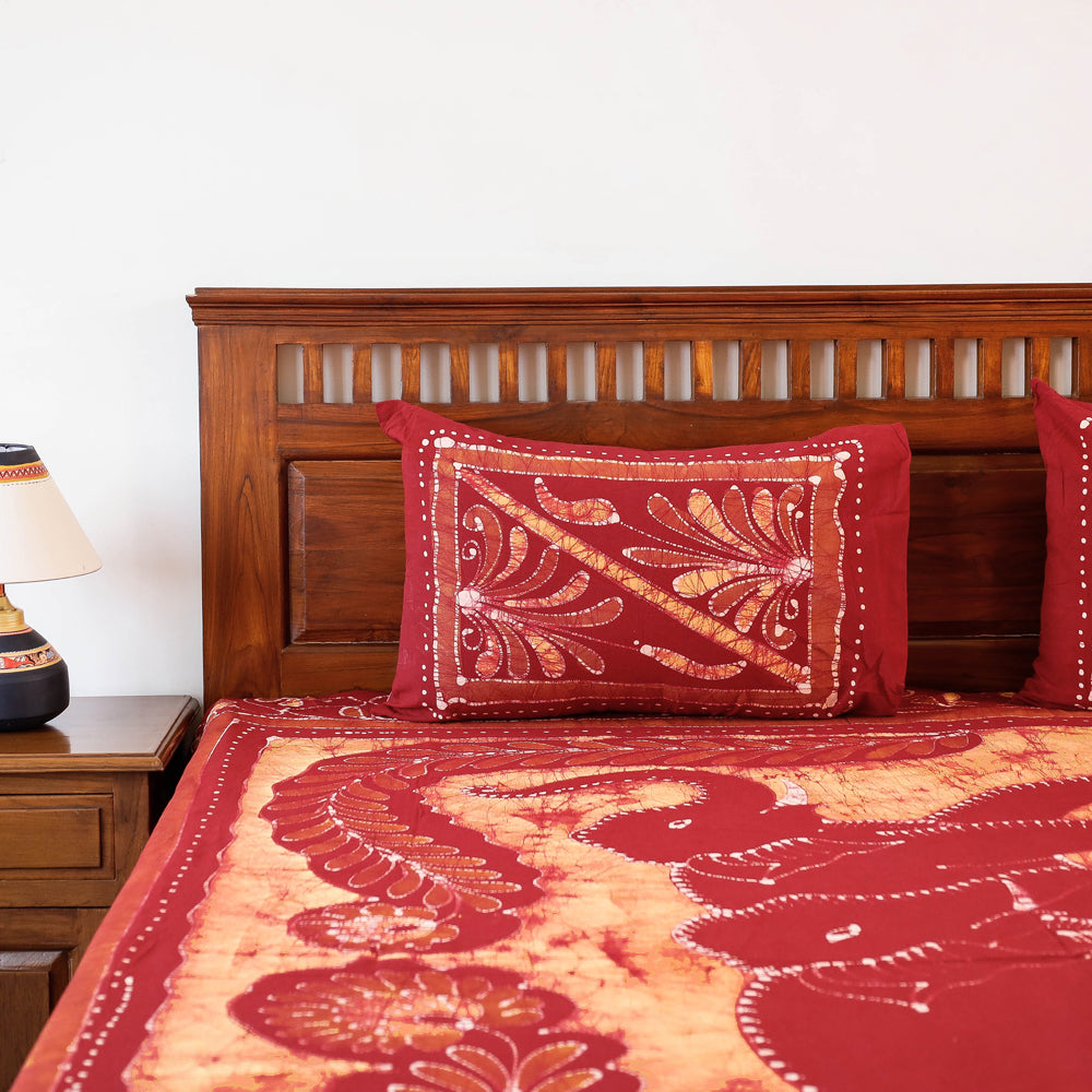batik double bed cover set