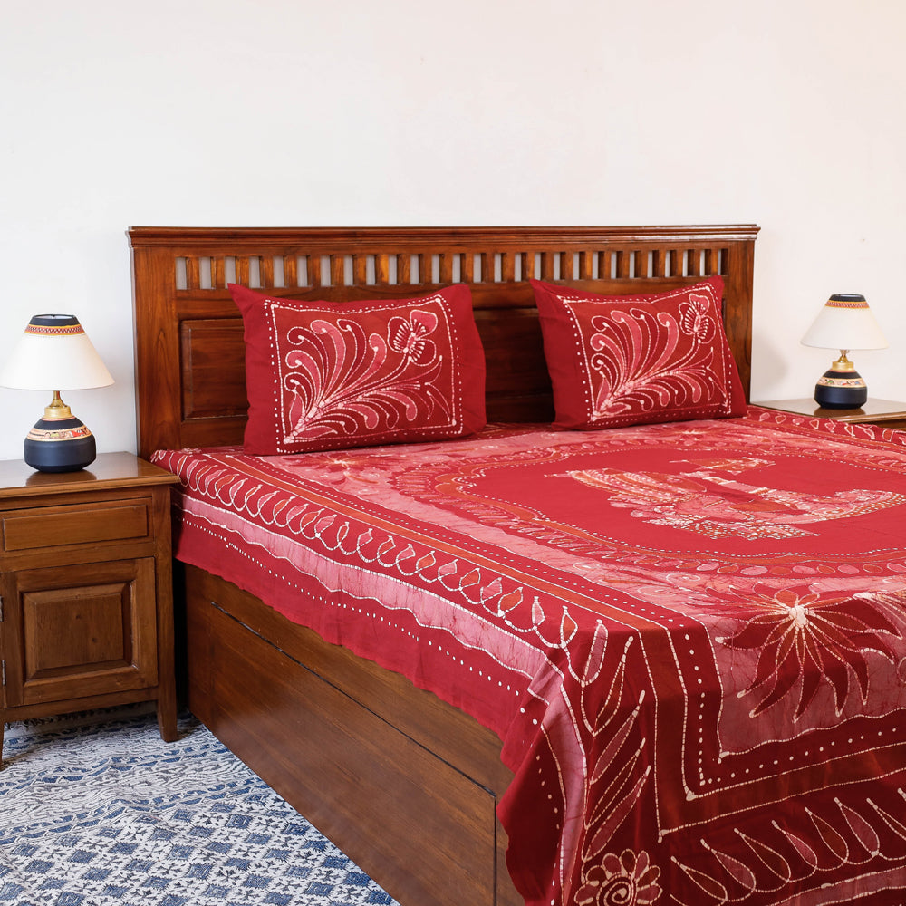 batik double bed cover set