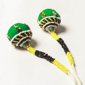  Handmade Yellow and Black Beadwork Latkan Tassels
