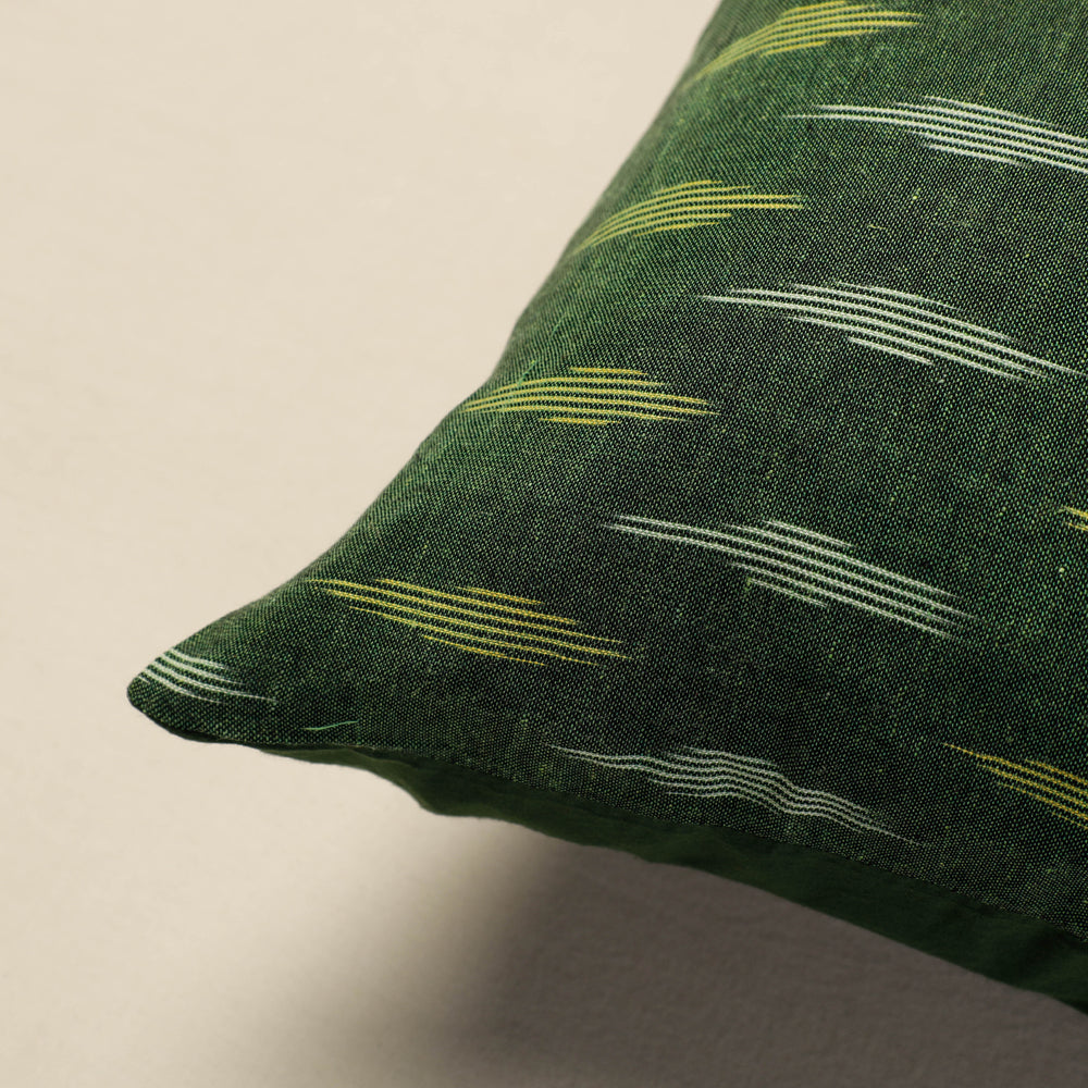 Green - Pochampally Ikat Cotton Cushion Cover (16 x 16 in)