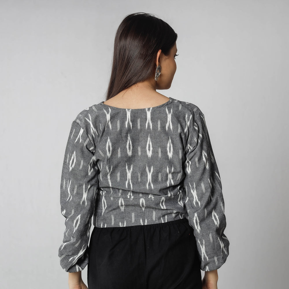 Buy Pochampally Ikat Full Sleeve Cotton Crop Top Online at iTokri.com