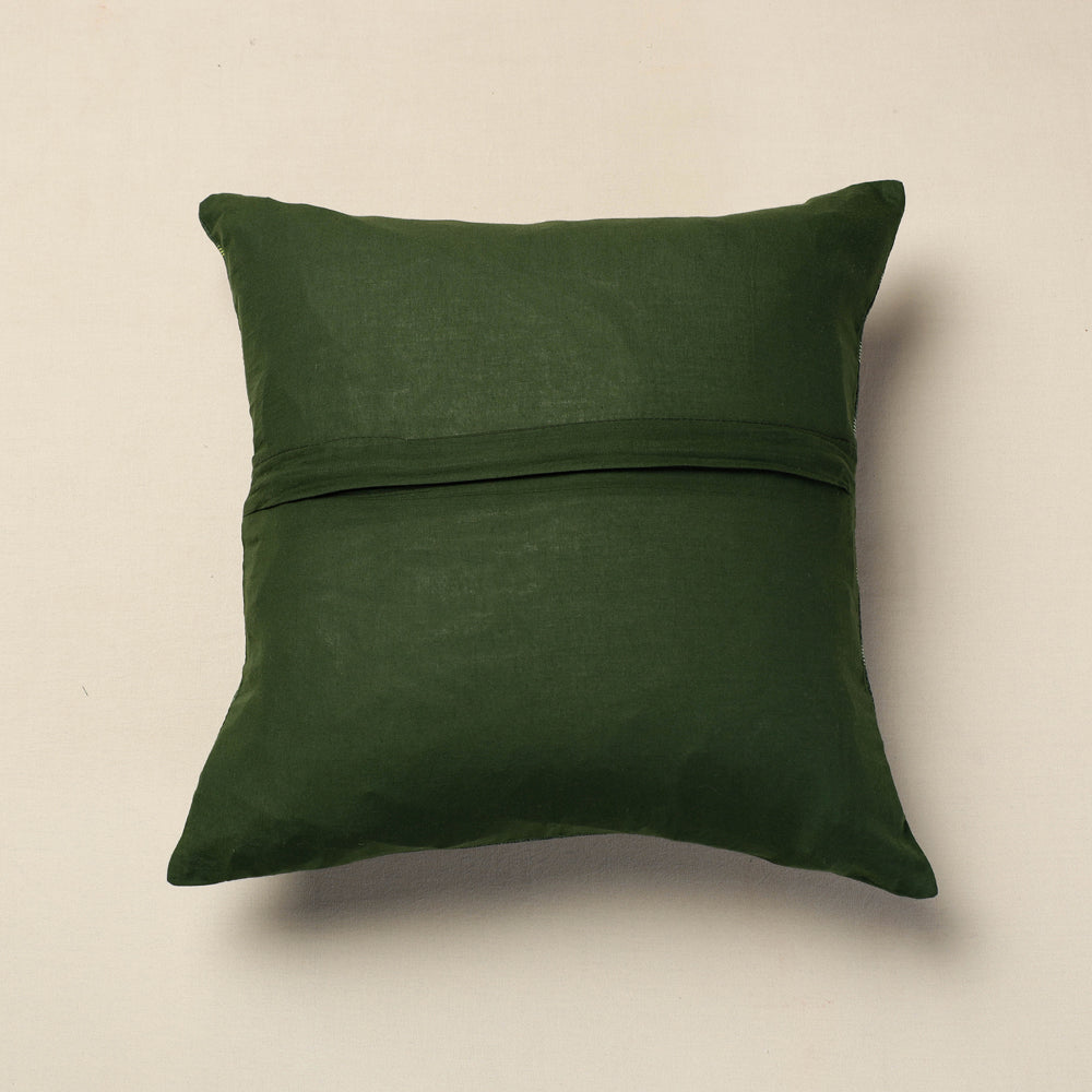 Green - Pochampally Ikat Cotton Cushion Cover (16 x 16 in)