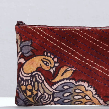 Handpainted Kalamkari Natural Dyed Semi Silk Tagai Work Hand Purse