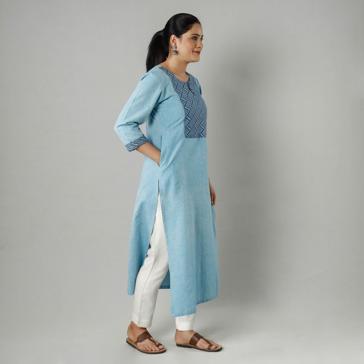  Plain Jhiri Handloom Kurta