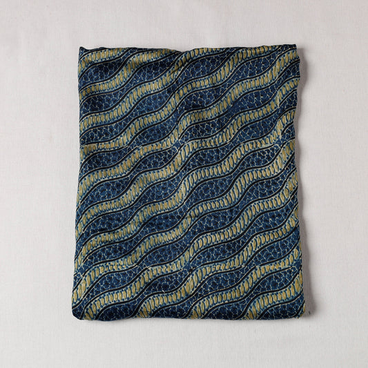 Blue - Ajrakh Modal Silk Precut fabric - (1 meter)