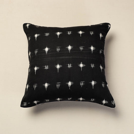 Black - Pochampally Ikat Cotton Cushion Cover (16 x 16 in)