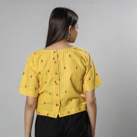  Jacquard Half Sleeve Cotton Crop Top 