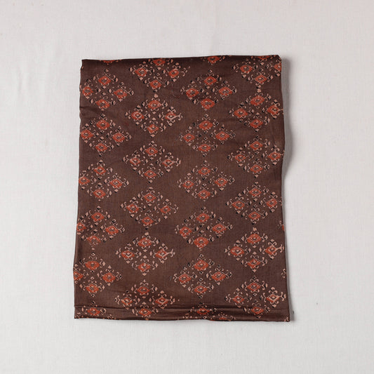 Brown - Ajrakh Modal Silk Precut fabric - (1 meter)