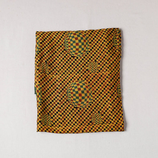 Yellow - Ajrakh Modal Silk Precut fabric - (1 meter)