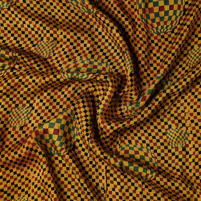 Yellow - Ajrakh Modal Silk Precut fabric - (1 meter)
