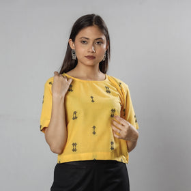 Buy Jacquard Half Sleeve Cotton Crop Top Online at iTokri.com