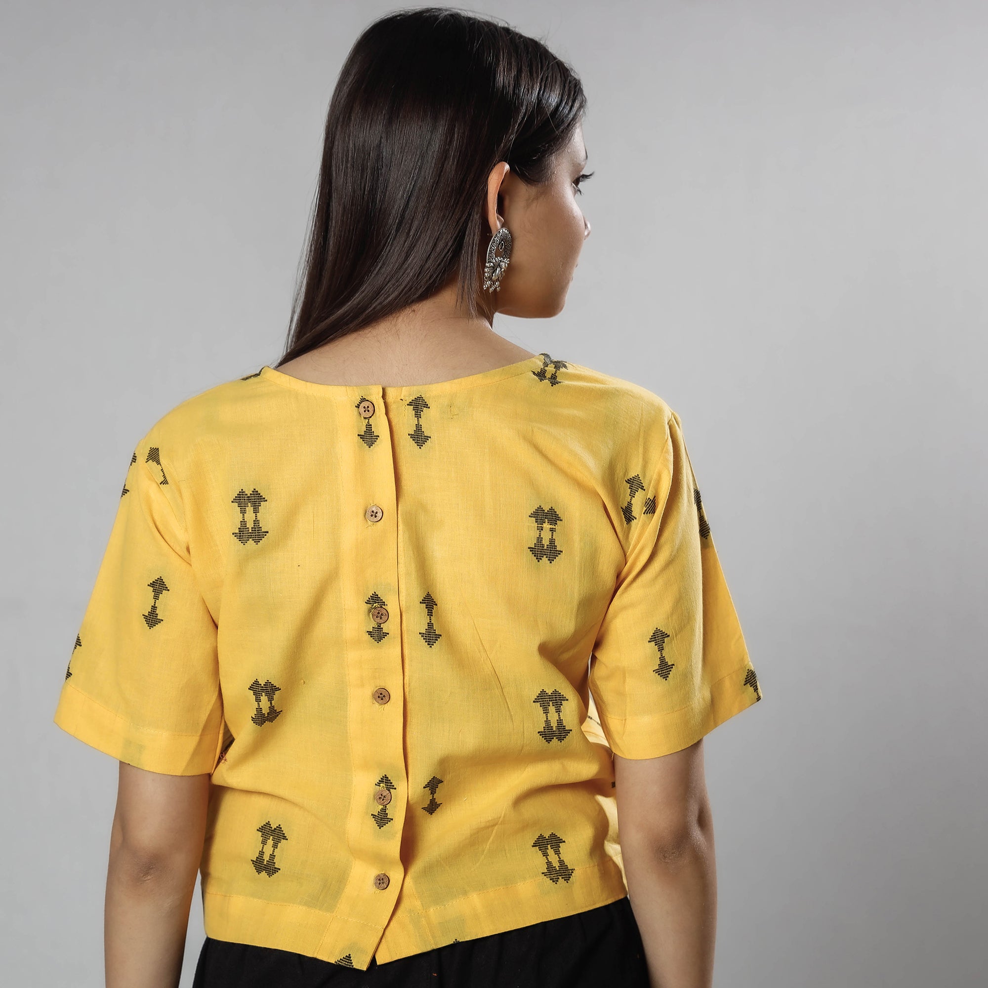 Buy Jacquard Half Sleeve Cotton Crop Top Online at iTokri.com