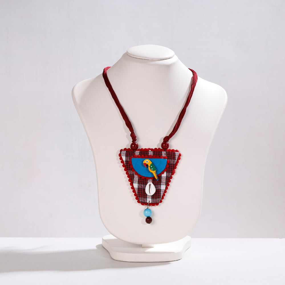 Handpainted & Bead Work Fabric Necklace