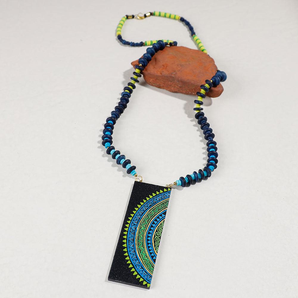 Miniature Handpainted Wooden Necklace With Beads