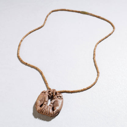 Fine Hand Carved Kadam Wooden Pendant Necklace