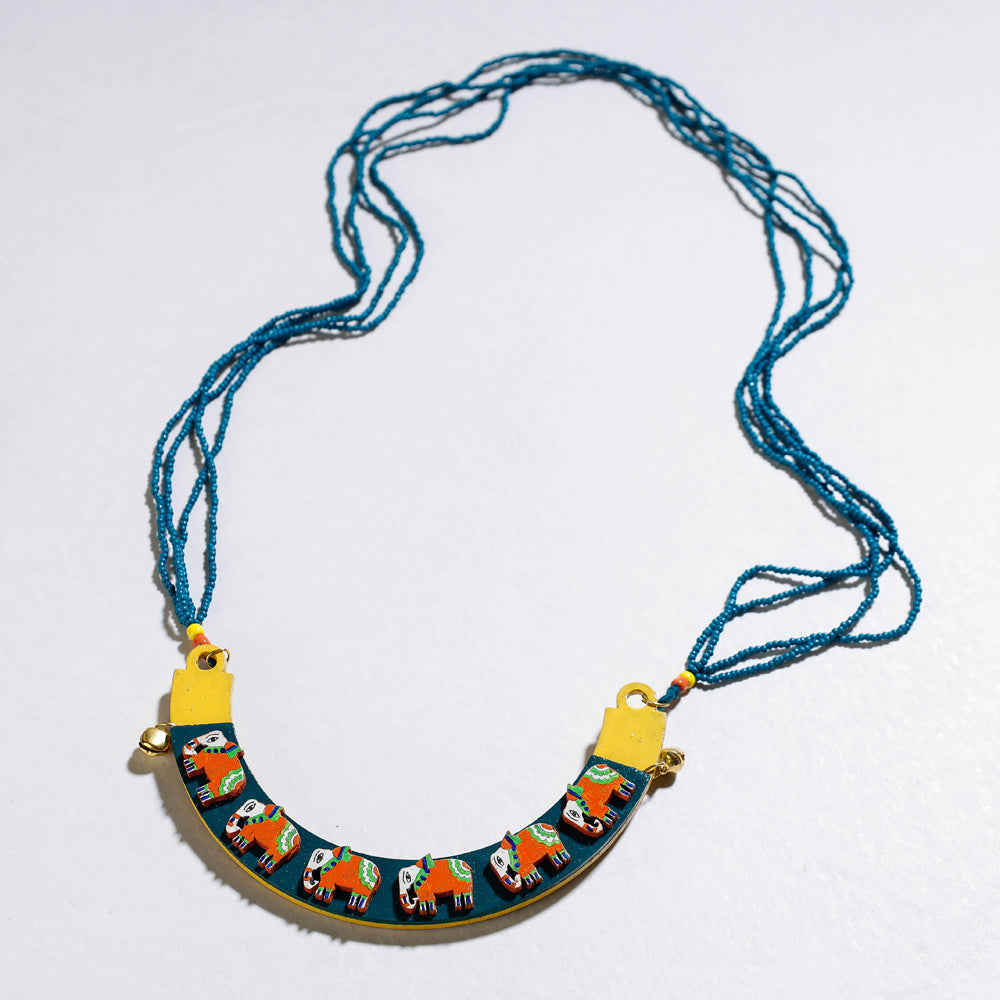 madhubani handpainted wooden necklace

