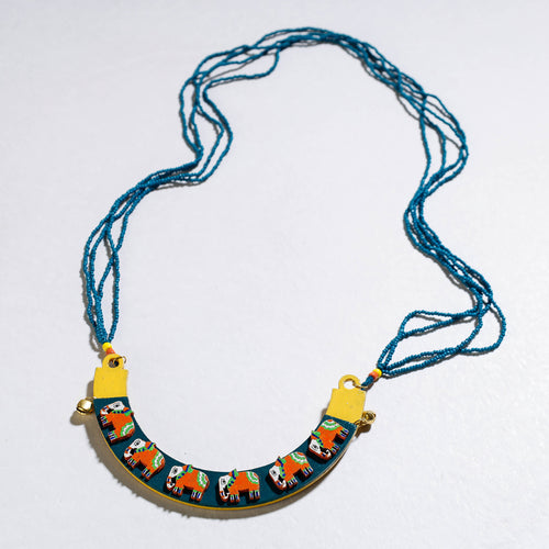 madhubani handpainted wooden necklace
