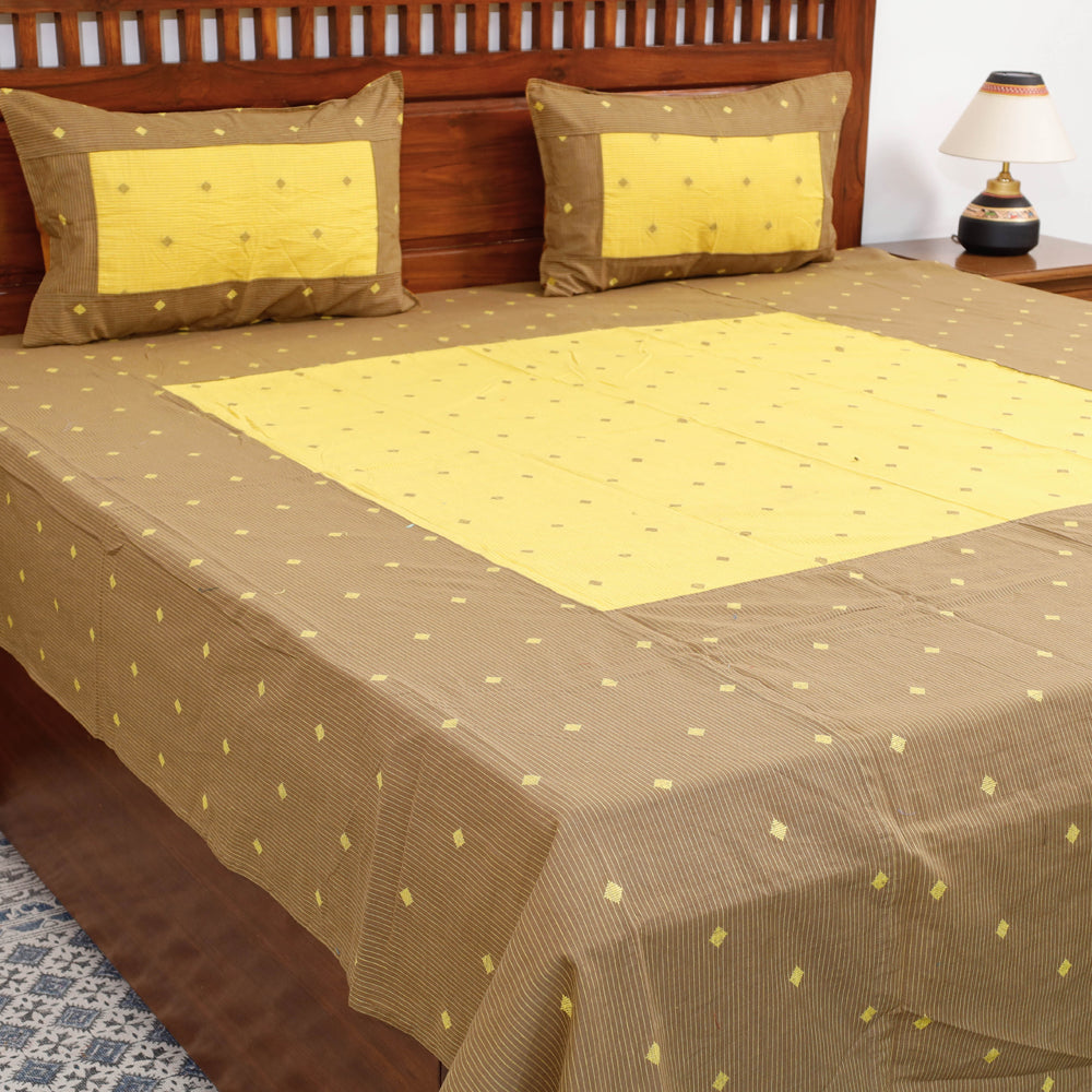  Jacquard Patchwork Cotton Double Bed Cover with Pillow Covers 