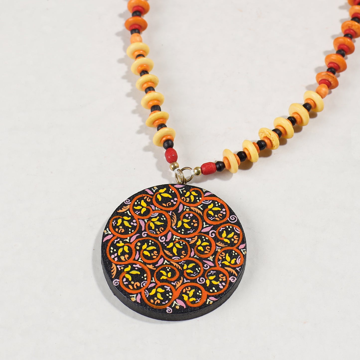 Miniature Handpainted Wooden Necklace Set With Beads