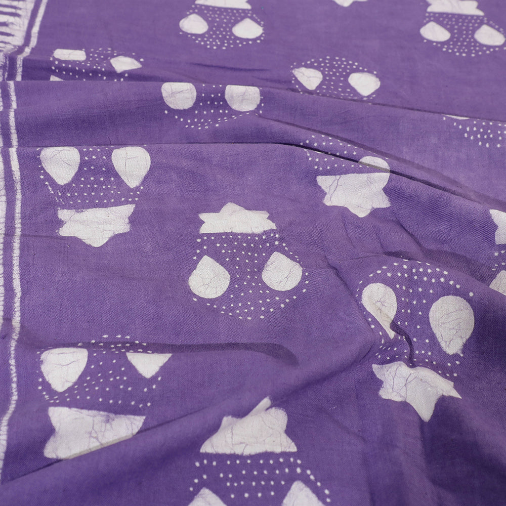 Purple - Akola Block Printing Jhiri Pure Handloom Cotton Double Bedcover (106 x 91 in)