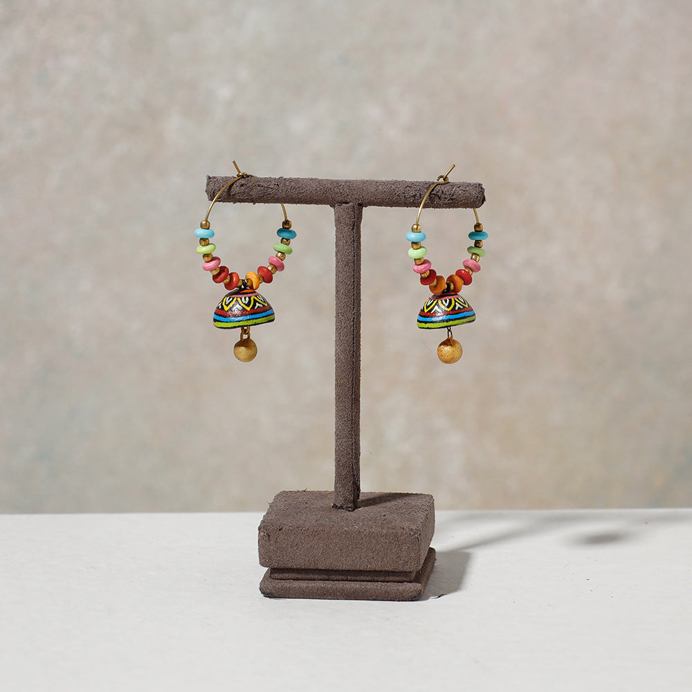 Miniature Handpainted Terracotta Big Bali Earrings
 
