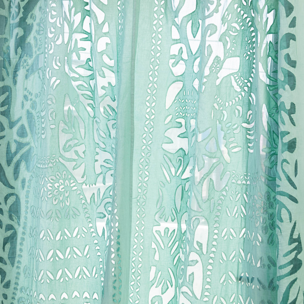 Green - Applique Cutwork Cotton Door Curtain from Barmer (7 x 3.5 feet) (single piece)