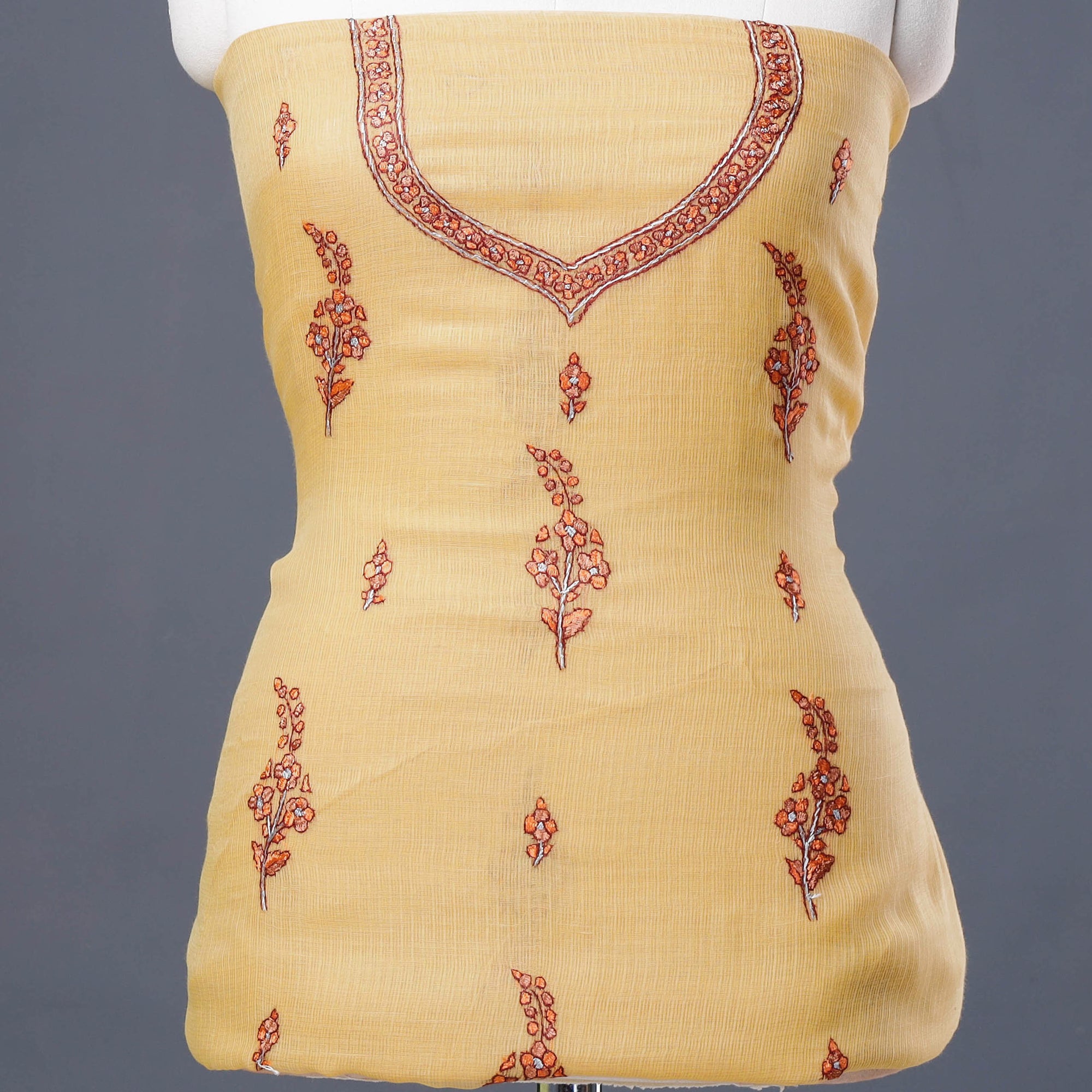  Handloom Kota Doria Kashidakari Hand Embroidery Kurta Material - 2.6 M Online at iTokri.com