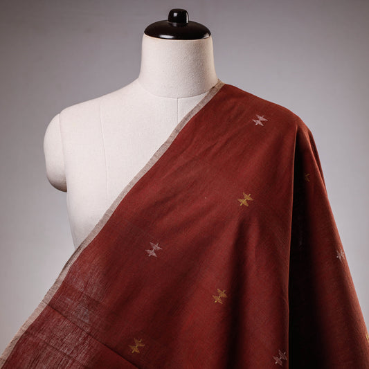 Maroon - Godavari Jamdani Buti Pure Handloom Cotton Fabric