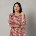 Buy Pink Texture Kalamkari Printed Cotton Kurta For Women