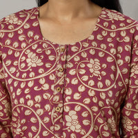 Light Pink - Kalamkari Printed Cotton Kurta