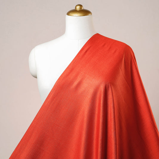 Orange Red - Vidarbha Tussar Silk Cotton Handloom Fabric