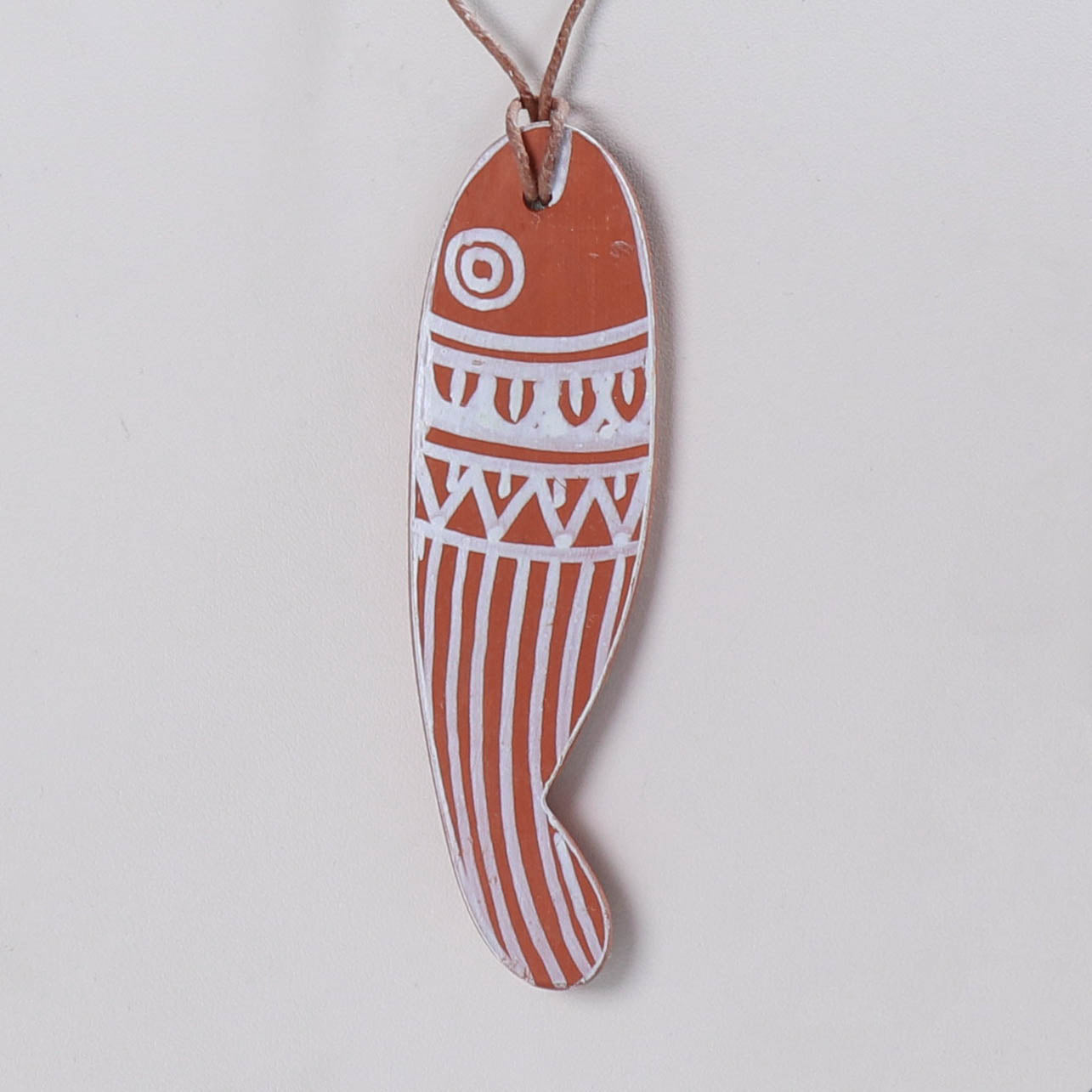 Kerala Mural Hand Painted Bamboo Fish Necklace