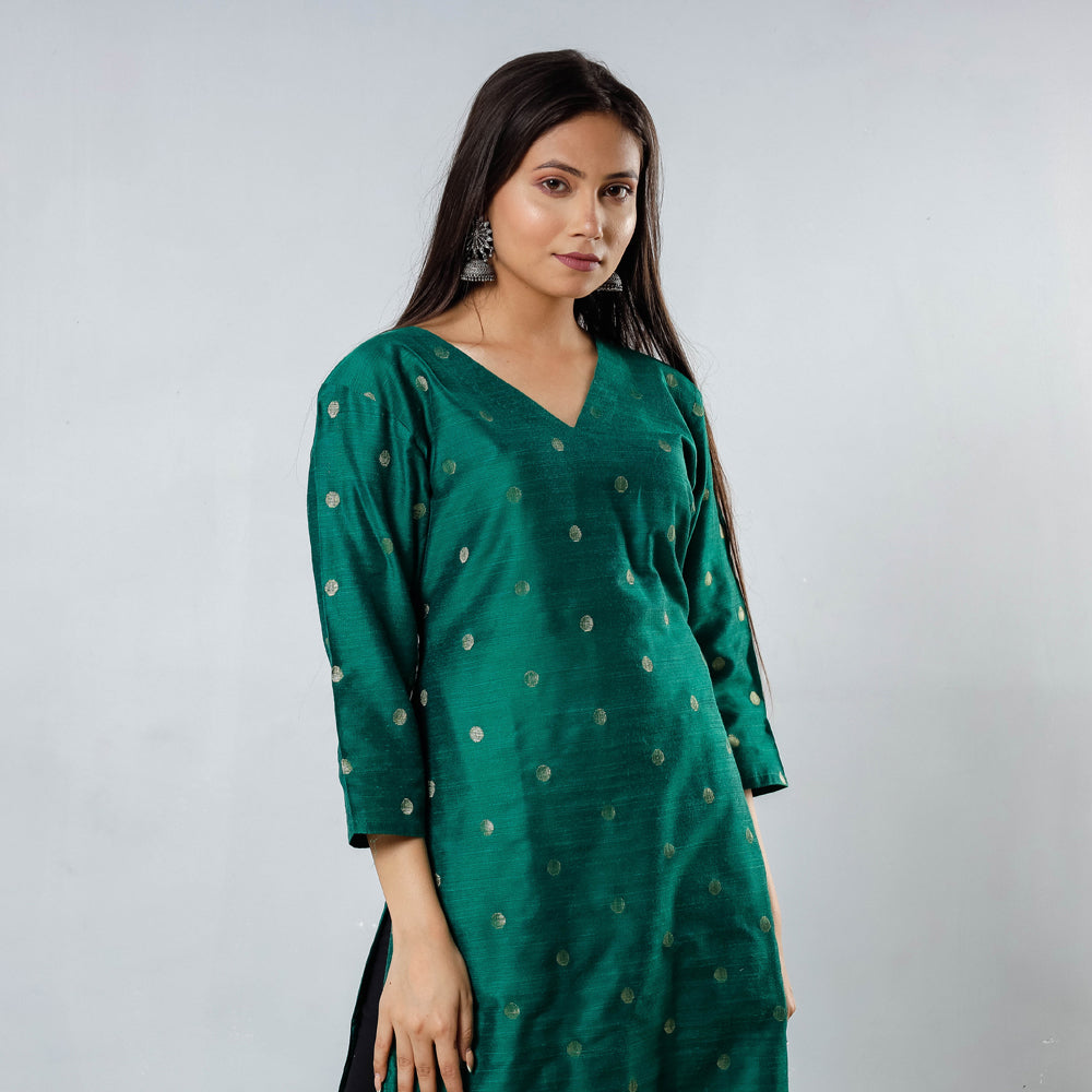 Polka Zari Butta Spun Dupion Silk Kurta