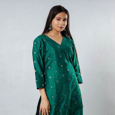 Polka Zari Butta Spun Dupion Silk Kurta