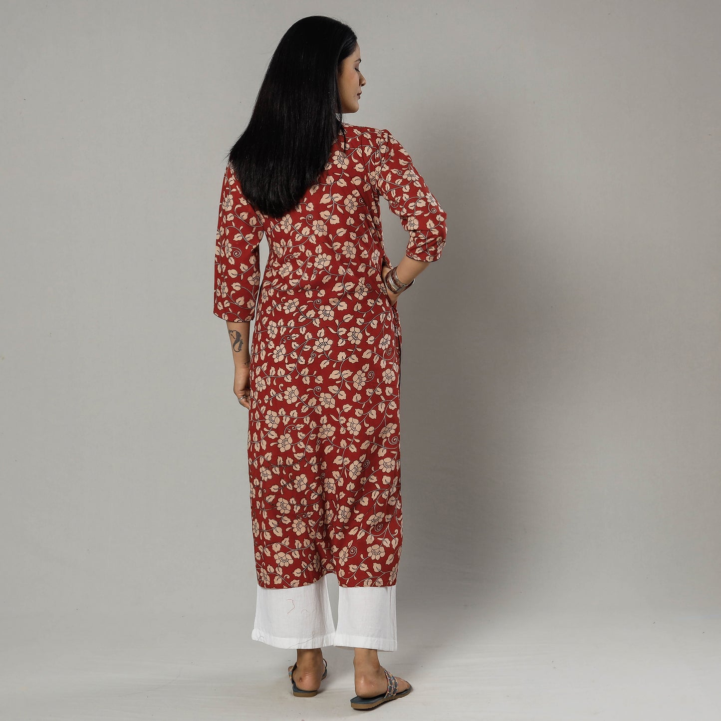 Indian Red Kalamkari Printed Cotton Kurti