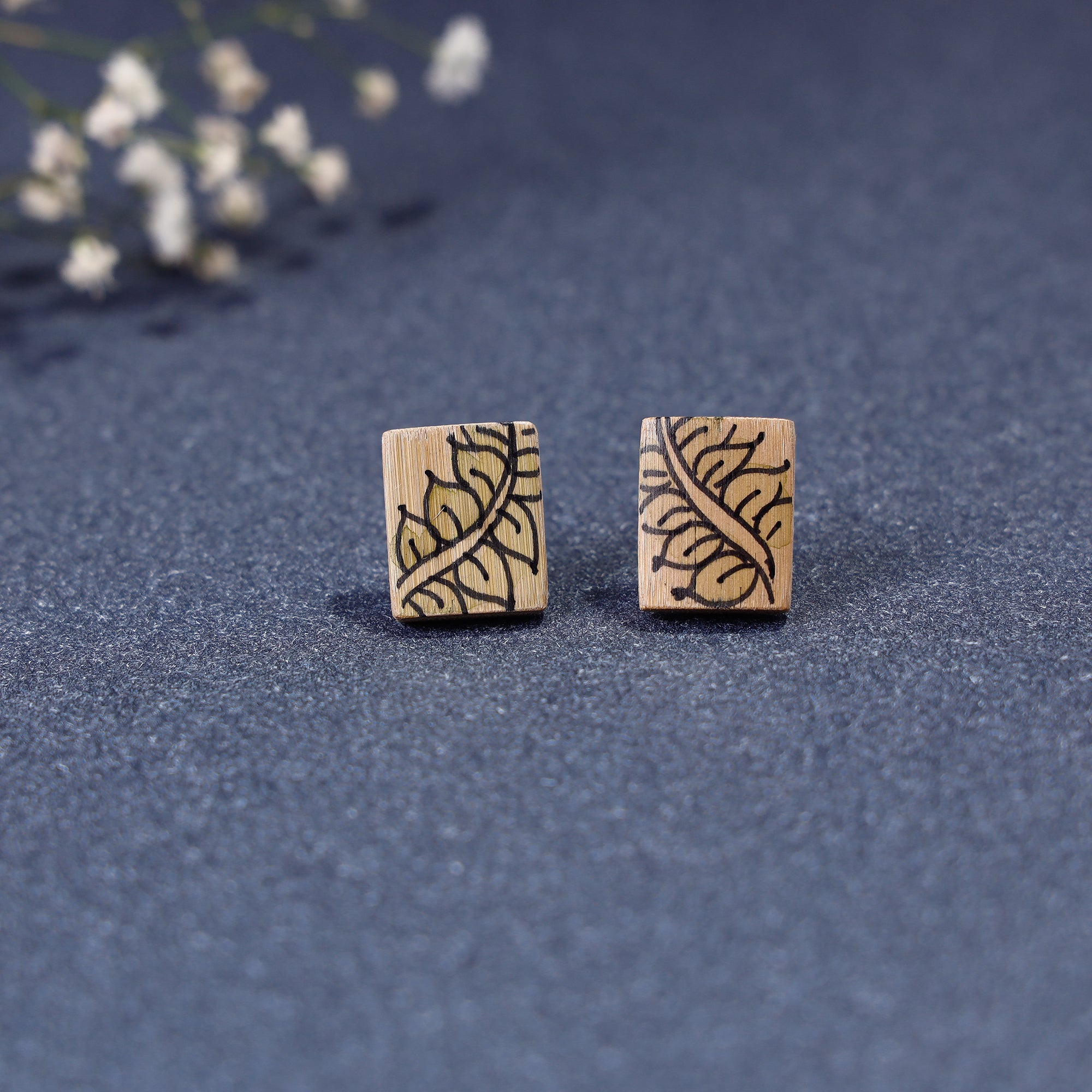  Kerala Mural Handpainted Bamboo Stud Earrings Online at iTokri.com