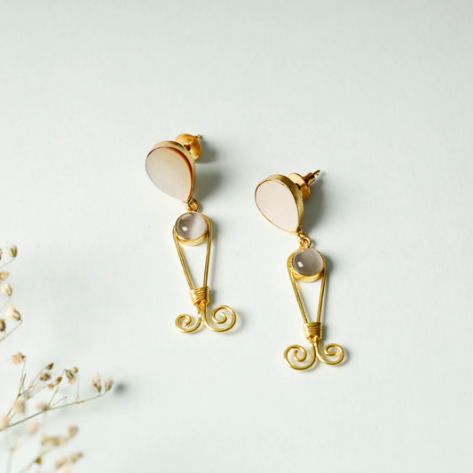 Golden Plated Onyx Stone Earrings