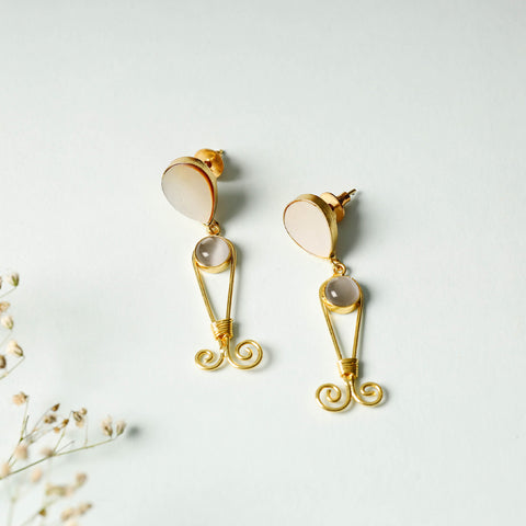 Buy Golden Plated Seep Pearl & Onyx Stones Earrings Online at iTokri.com