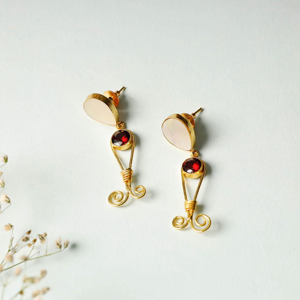 Golden Plated Onyx Stone Earrings