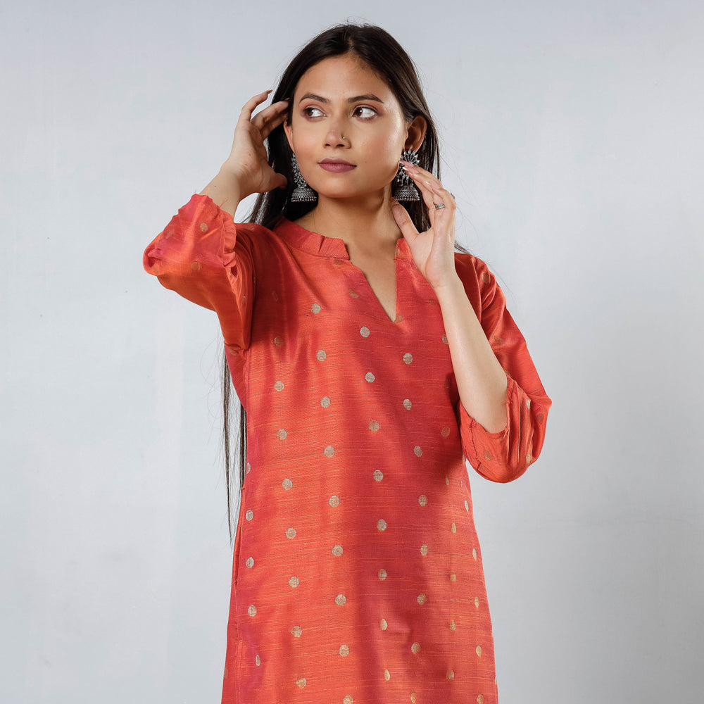 Red Embroidered Fabindia Cotton Kurti Dress / Mid Length - Etsy