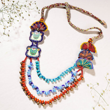 Handpainted Fabart Necklace with Beadwork by Rangila Dhaga