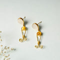 Yellow - golden plated onyx stone earrings - handcrafted