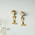 Yellow - golden plated onyx stone earrings - handcrafted