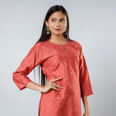 Polka Zari Butta Spun Dupion Silk Kurta 