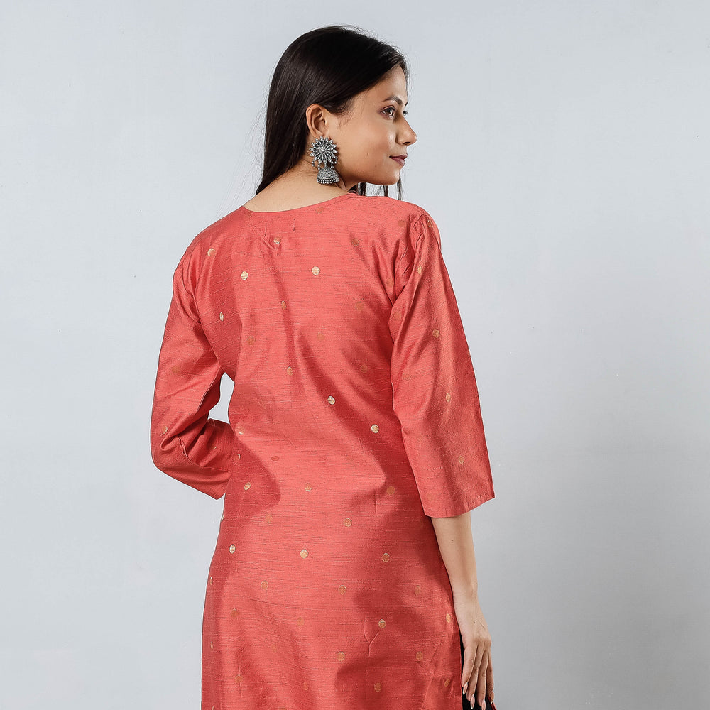 Polka Zari Butta Spun Dupion Silk Kurta 