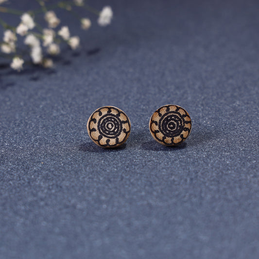 Kerala Mural Handpainted Bamboo Stud Earrings