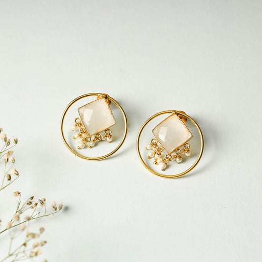 Golden Plated Seep Pearl & Hydro Stone Earrings